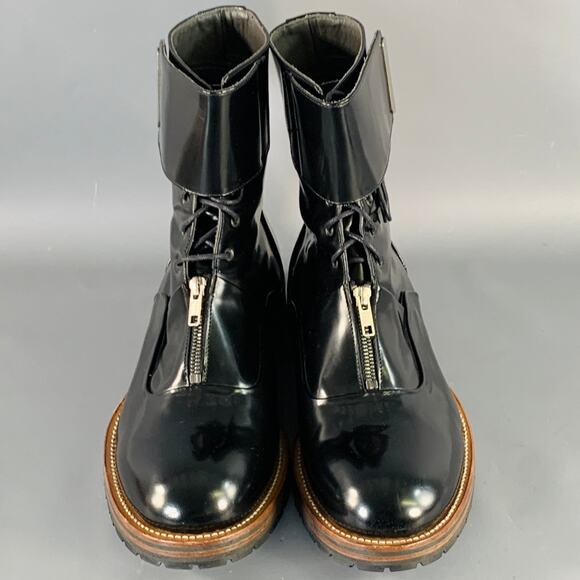 PORTS 1961 Size 11 Black Brown Leather Lace-Up Zipper Boots - Picture 4 of 9